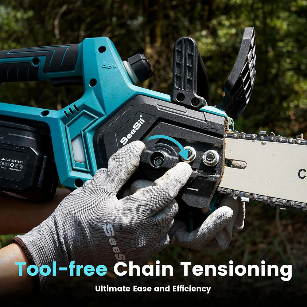 Seesii 12 Inch Brushless Electric Chainsaw Cordless For Makita Battery Wood Cutting Garden Pruning Power Tool