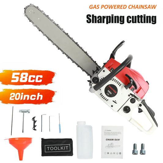 58Cc Gas Chainsaw High Power Wood Cutting With 20 Inch Bar