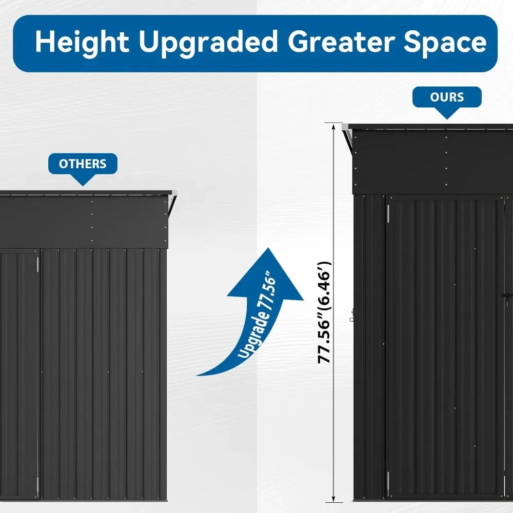 194 Cu Ft Shed 7.3x5.3 Ft Premium Galvanized Steel Storage Shed with Triple Doors Weatherproof Outdoor Utility Shed