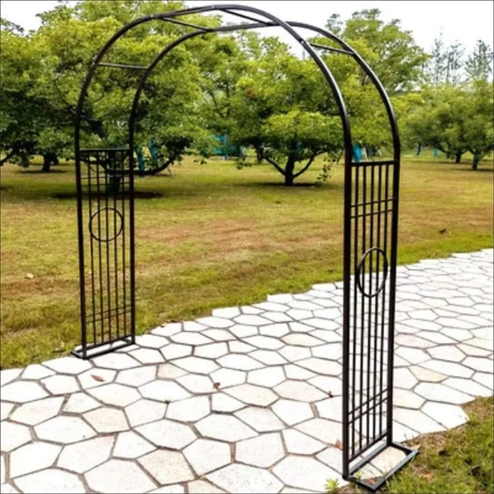 Heavy Duty Metal Garden Arch Trellis White Roses Climbing