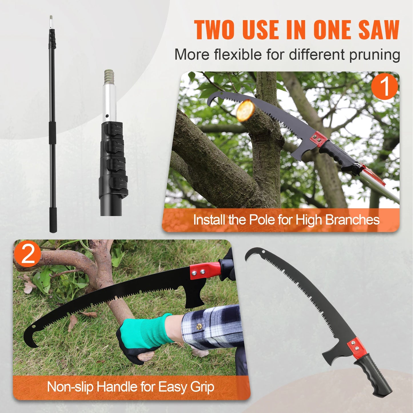 SucceBuy Telescopic Pole Saw Tree Pruner Aluminum Handle