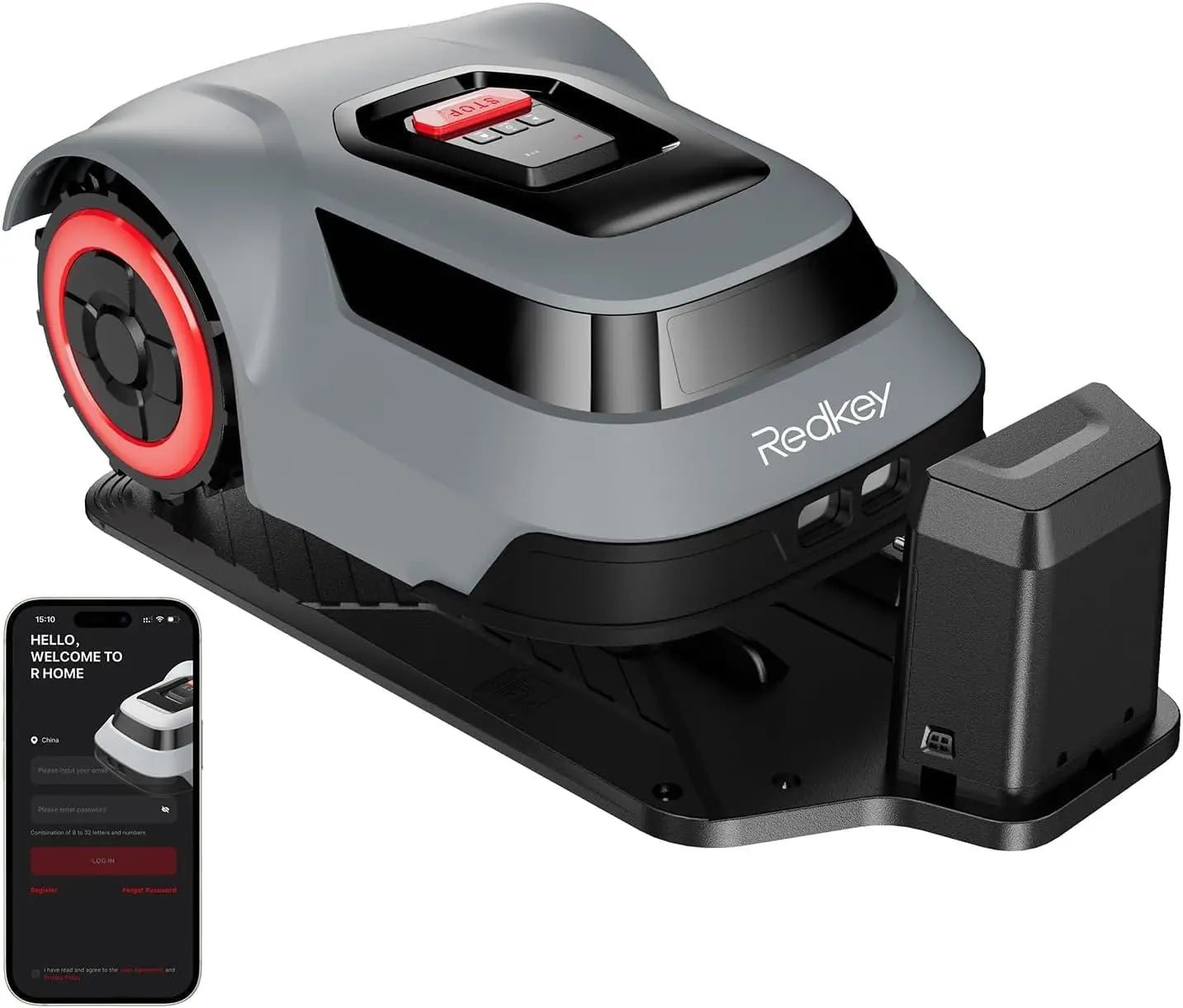 Robot Lawn Mower with 590ft Boundary Wires for 0.25 Acre (1/4 Acre), 45° Slope, 70Mins Runtime, Auto Recharge, Automatic