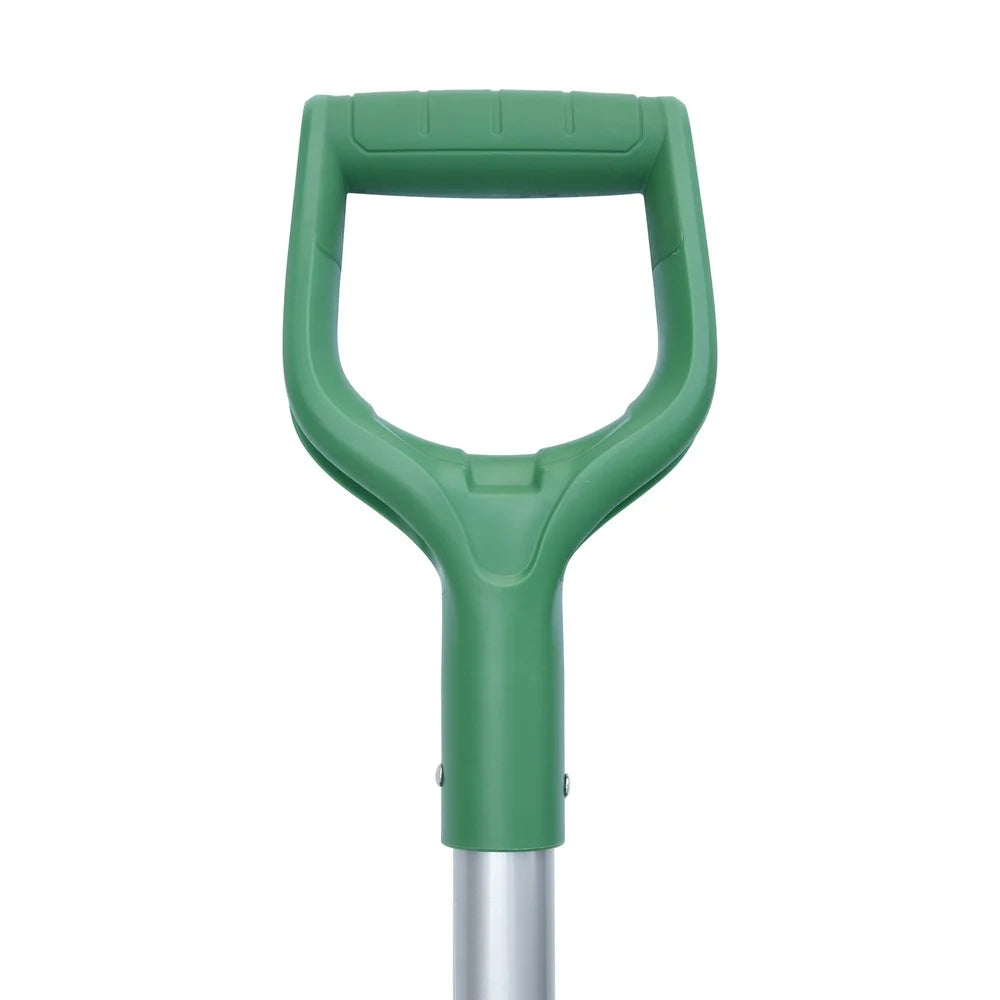 Ergonomic Fiberglass Garden Spade Durable Carbon Steel Blade Weather Resistant Handle Secure Connection Grooved Stepper Comfort