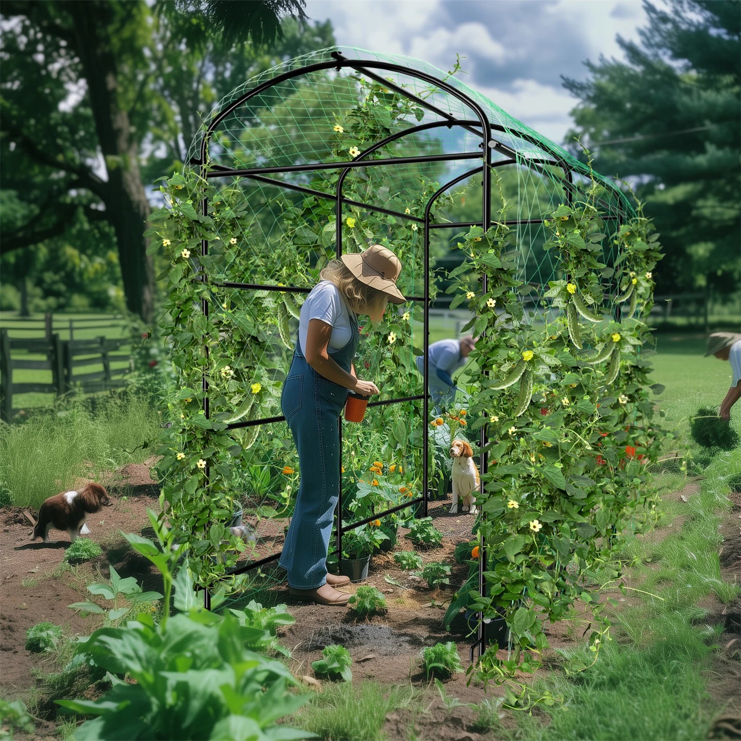 U Shaped Garden Cucumber Trellis Arch With Nylon Netting
