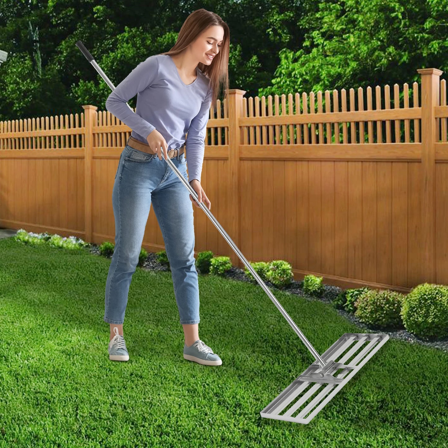 Lawn Leveling Rake Adjustable 50 to 180cm Handle Rotation