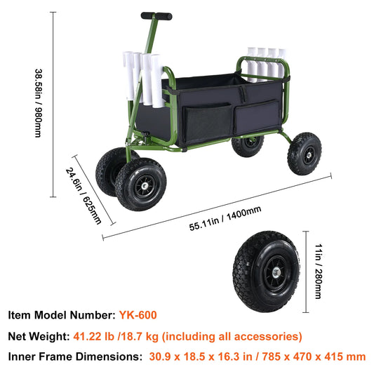 SucceBuy 300lb Beach Fishing Cart Foldable Wagon 4 Wheels