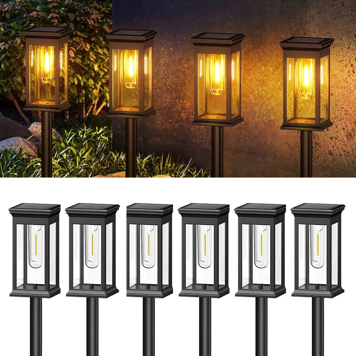 Solar Path Lights 12 Pack Warm White 2700K Garden Walkway