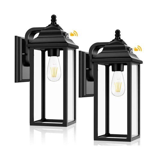 Outdoor Wall Sconce Lights Fixture - 2 Sets Black Porch Lanterns for Exterior House Garage Patio Decor