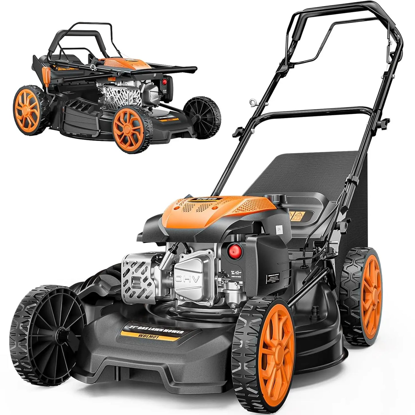 21 Inch Self Propelled Gas Lawn Mower 170cc 4 In 1 Mulch Rear Bag Side Discharge