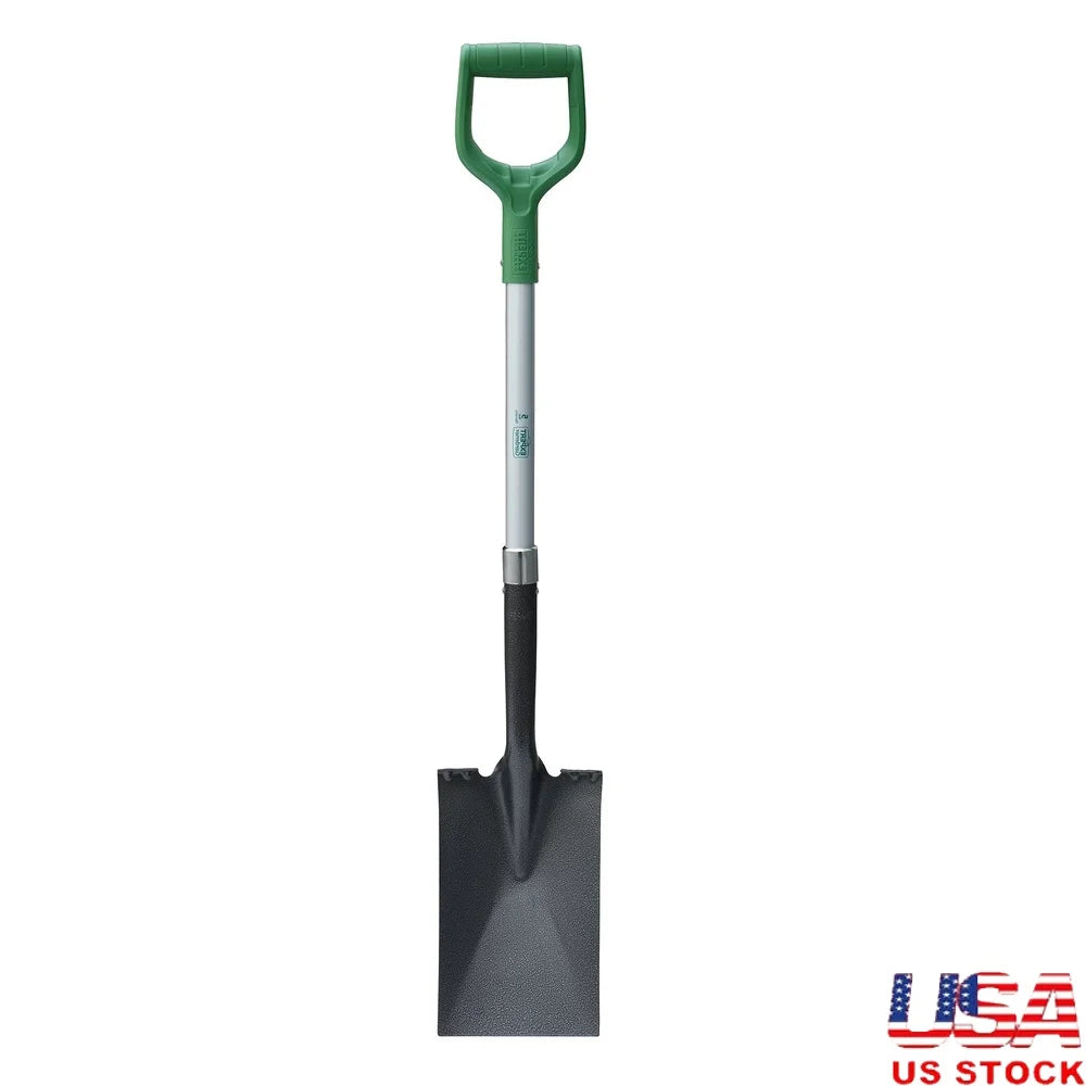 Ergonomic Fiberglass Garden Spade Durable Carbon Steel Blade Weather Resistant Handle Secure Connection Grooved Stepper Comfort