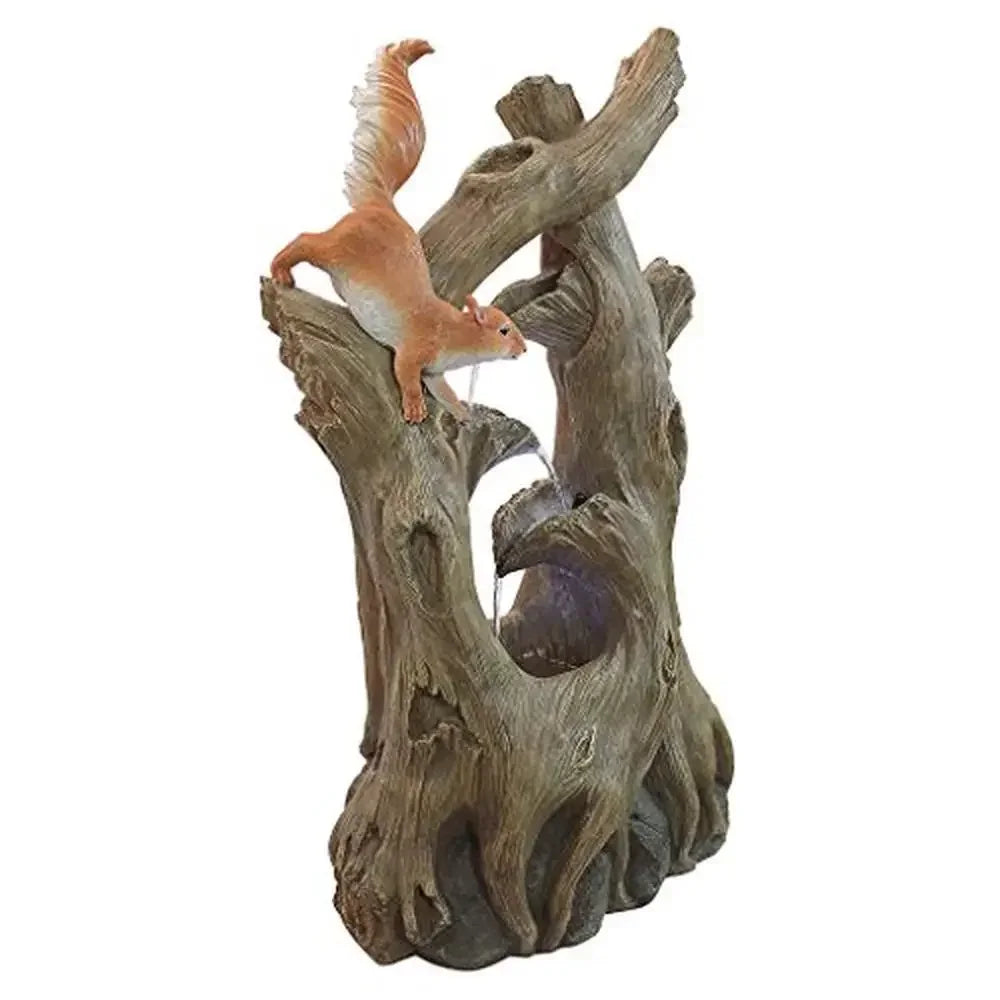 Outdoor LED Water Fountain Tree Squirrel Resin 35H