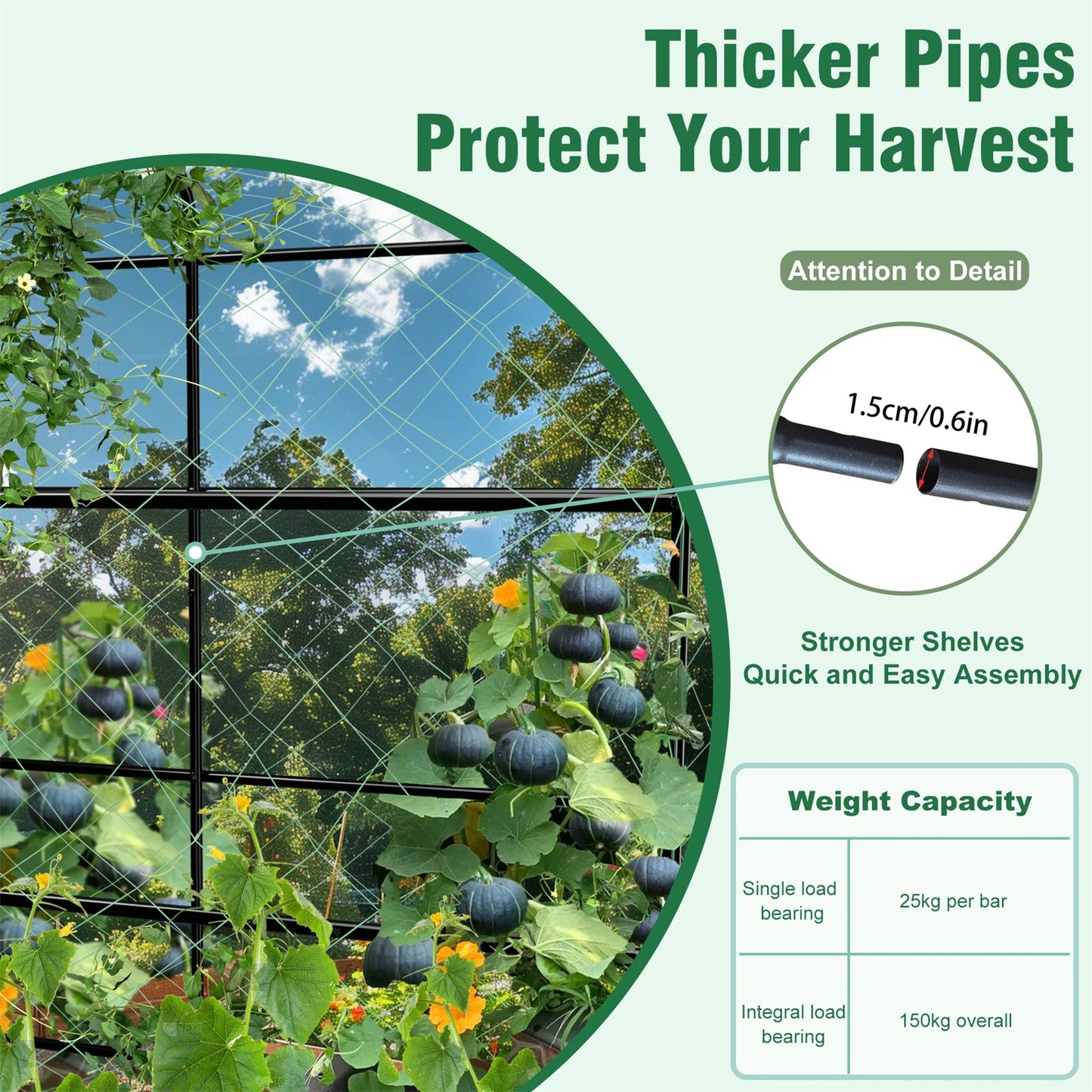 U Shaped Garden Cucumber Trellis Arch With Nylon Netting