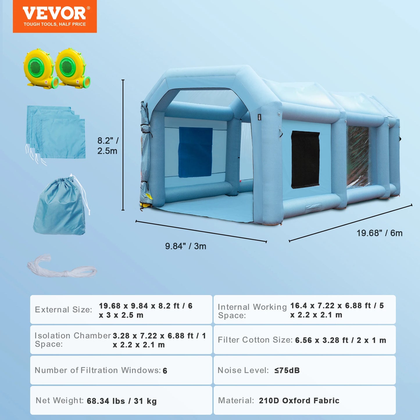 Inflatable Paint Booth With Blowers And Filter System