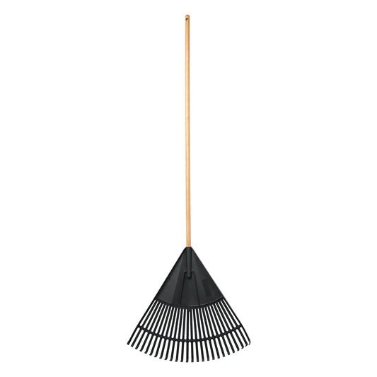 24 Inch Wood And Poly Leaf Rake For Yard Cleanup Today
