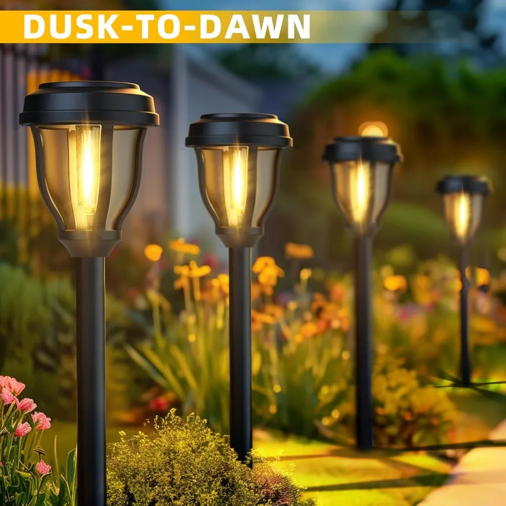 12 Pack Solar Lights Outdoor, Solar Pathway Lights Auto On/Off Waterproof Garden Landscape Lighting for Path, Yard