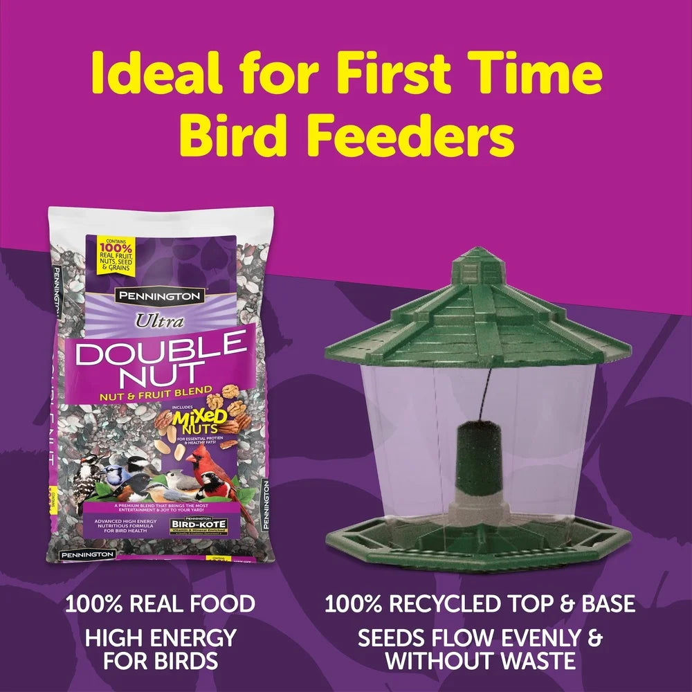 Eco-Friendly 7lb Capacity Wild Bird Feeder and Fruit Nut Blend Feed Starter Kit Durable Design Outdoor Bird Feeding Station
