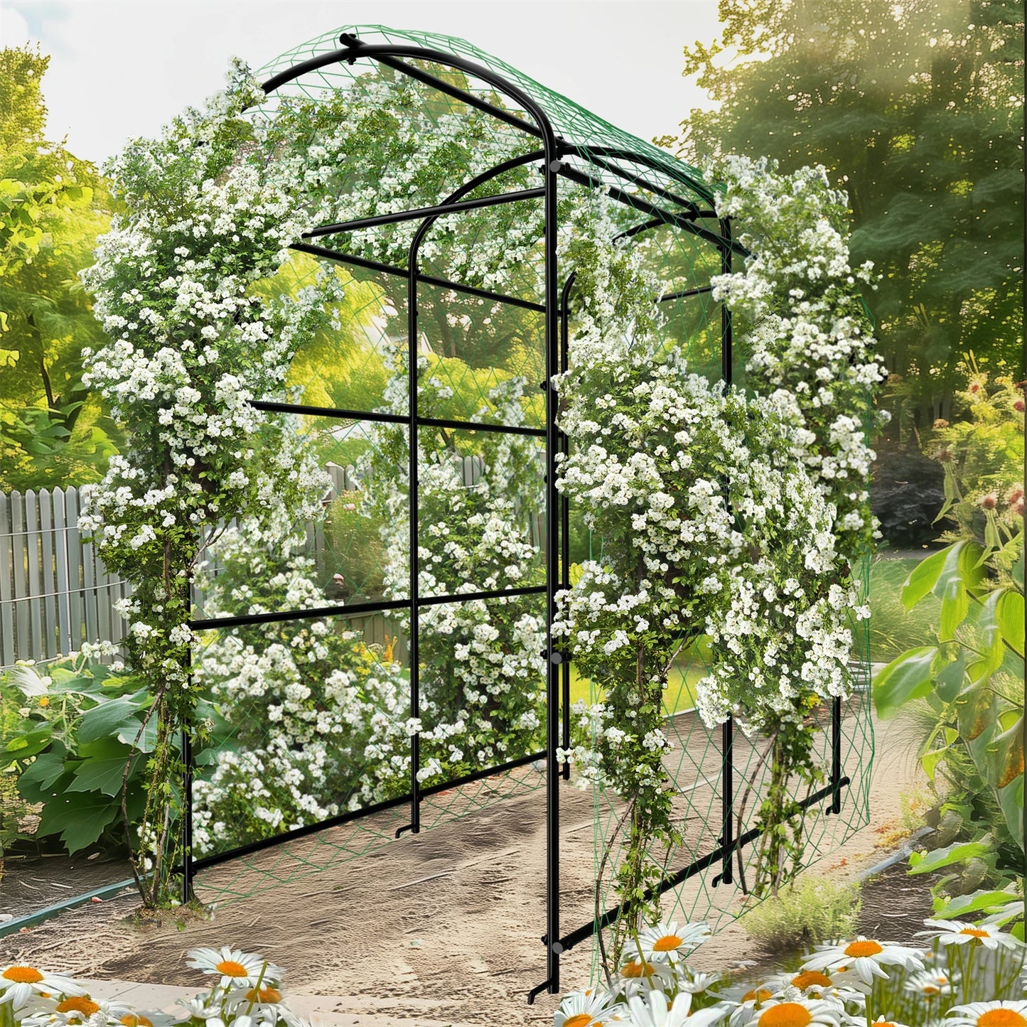 U Shaped Garden Cucumber Trellis Arch With Nylon Netting