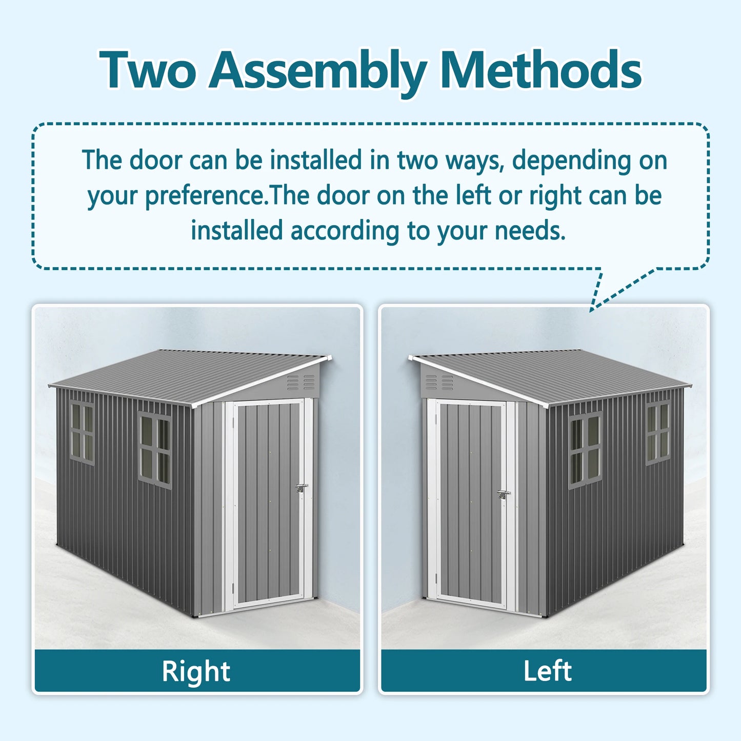 4x10 Feet Galvanized Steel Outdoor Shed Weatherproof Lockable Storage for Tools Bikes and Pets with Sloping Roof and Window