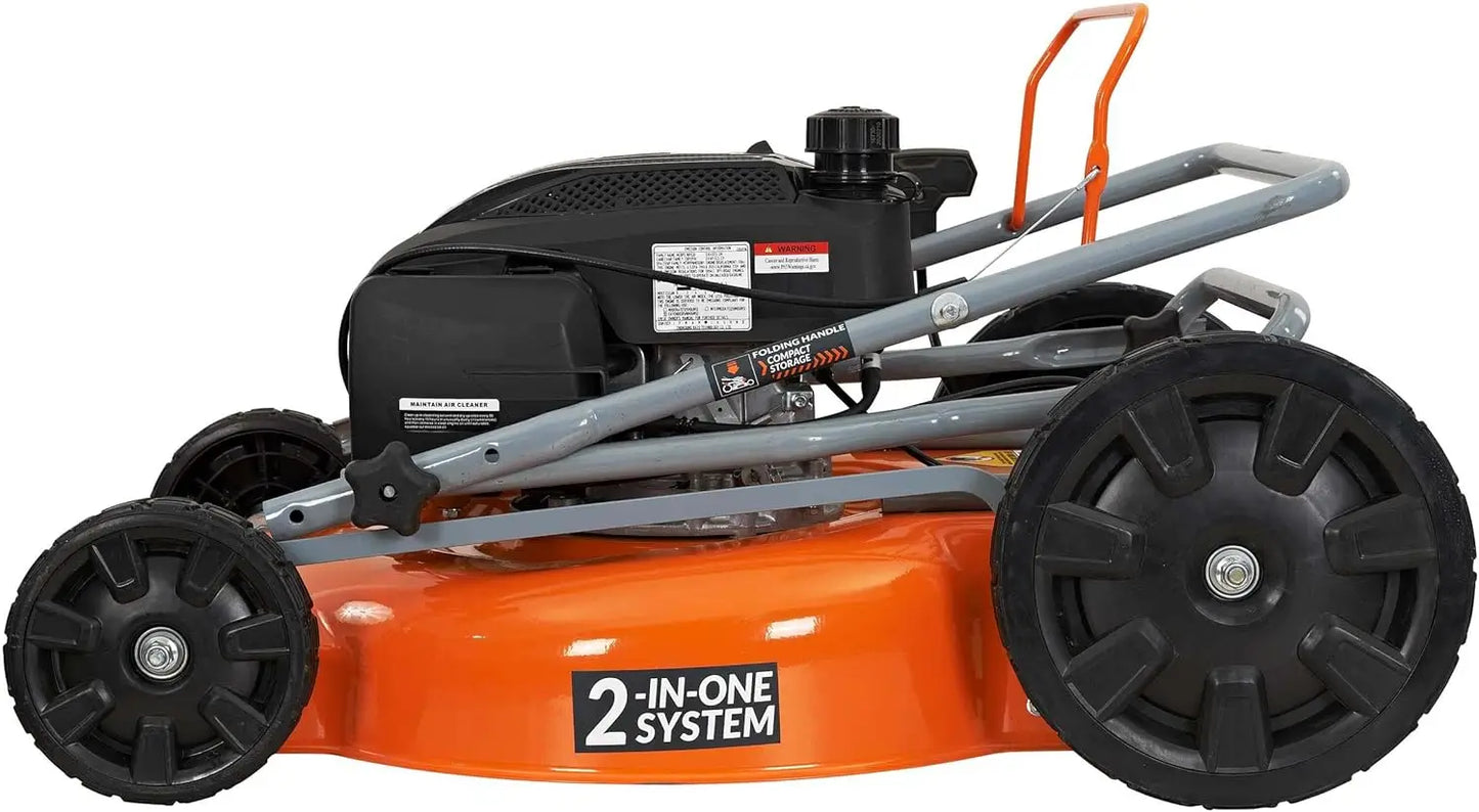 21 Gas Walk Behind Lawn Mower 2 In 1 170cc High Rear Wheels