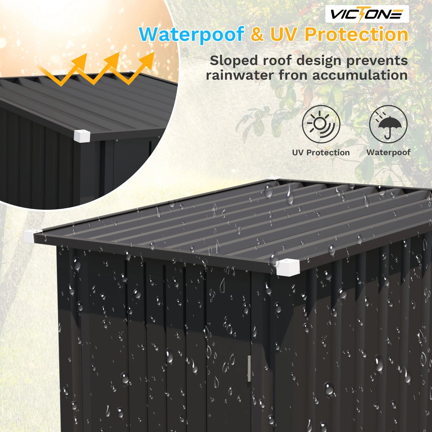 Victone 3x3 Compact Outdoor Tool Storage Shed Black