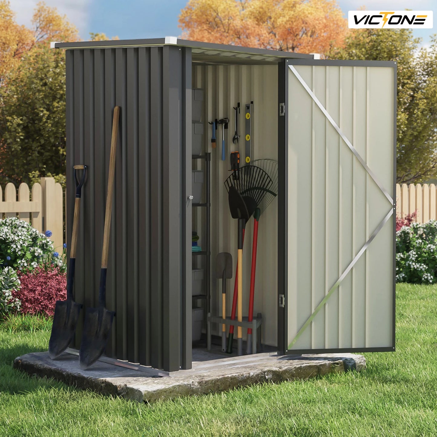 Victone 3x3 Compact Outdoor Tool Storage Shed Black