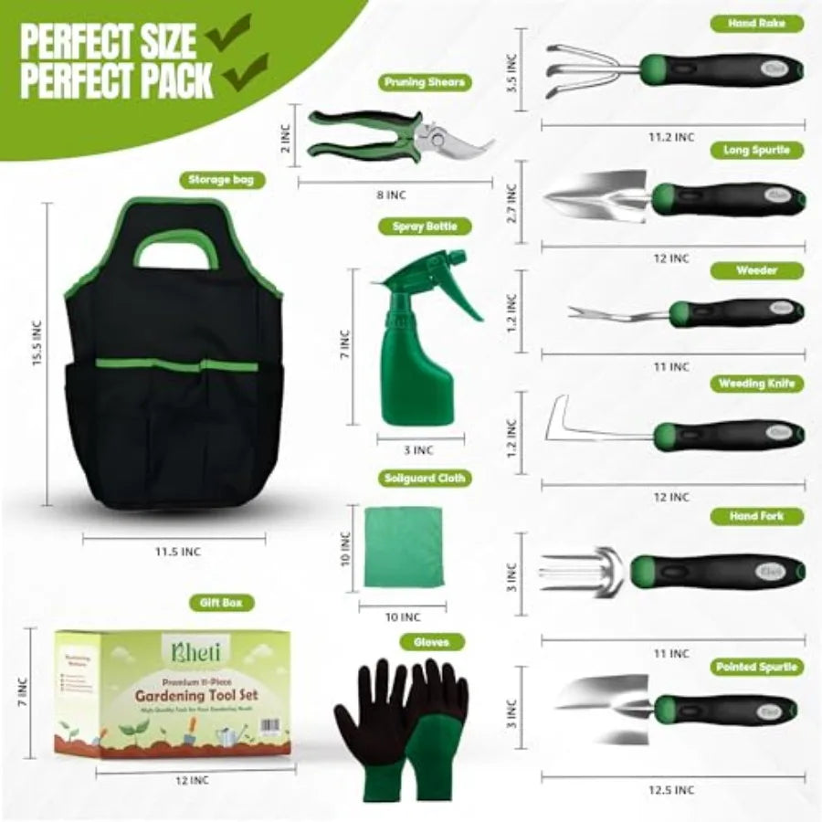 Heavy Duty Stainless Steel Garden Tool Set 11 Piece