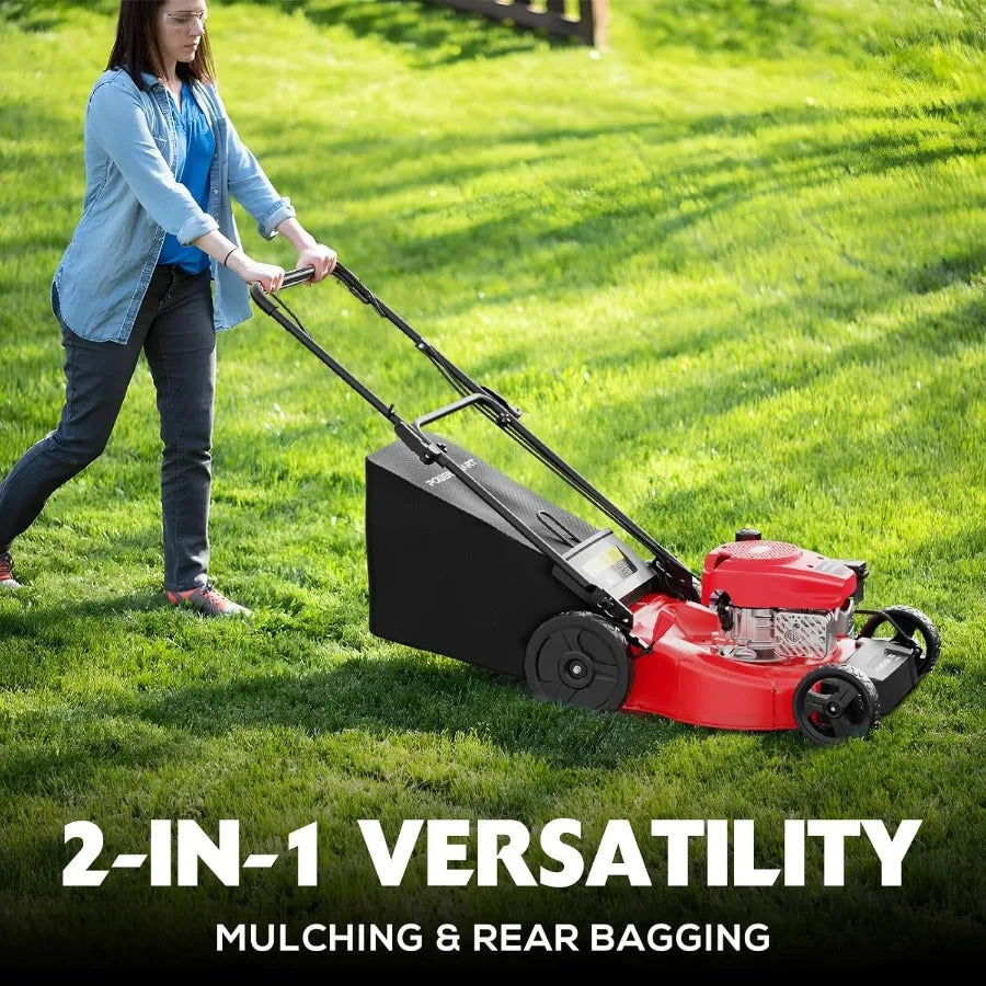 Gas Powered 21 Inch 144cc 2 In 1 Walk Behind Lawn Mower For Large Yard
