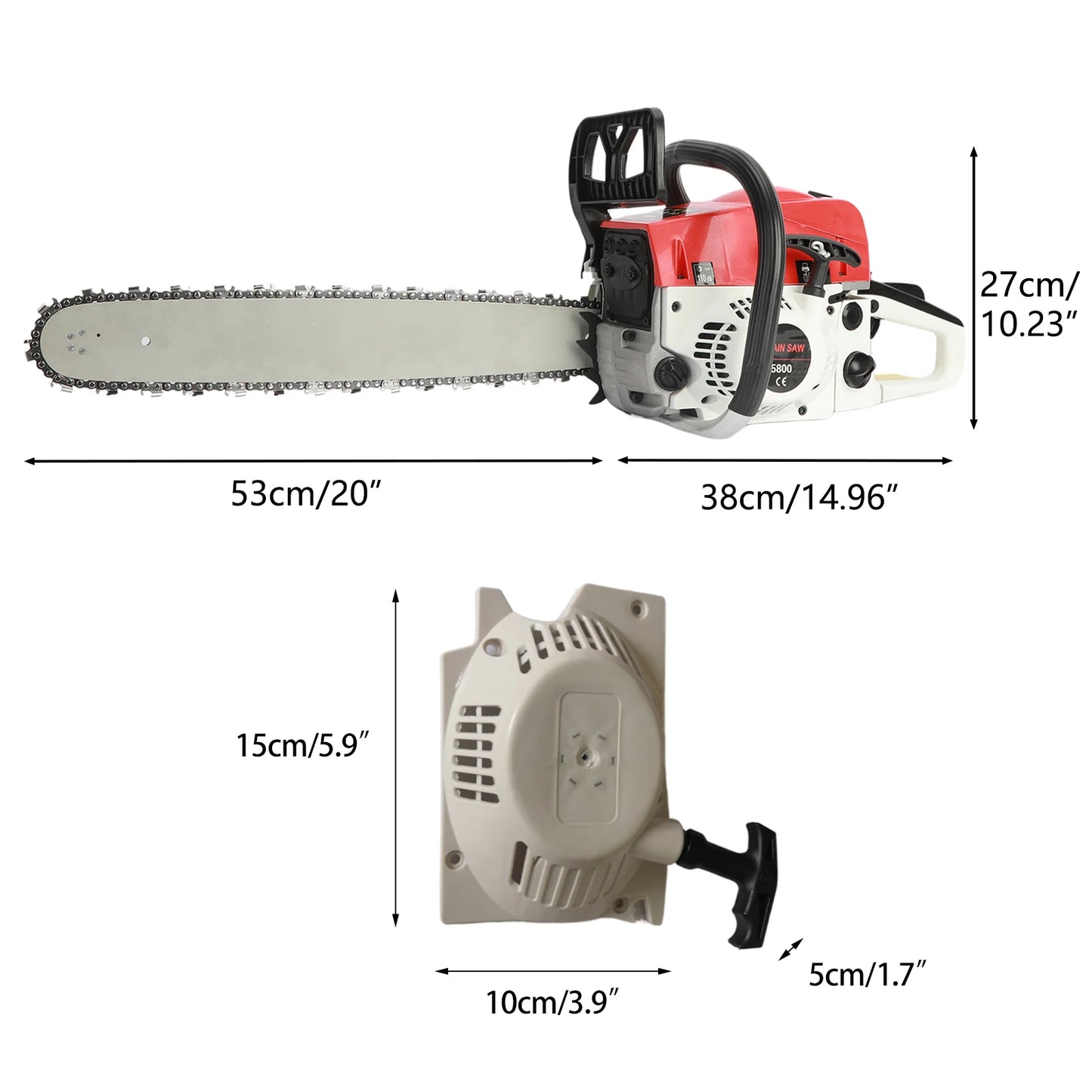 58Cc Gas Chainsaw High Power Wood Cutting With 20 Inch Bar