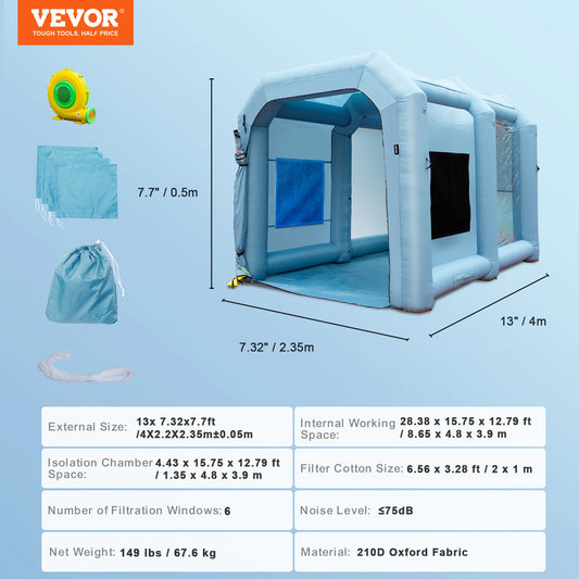 Inflatable Paint Booth With Blowers And Filter System
