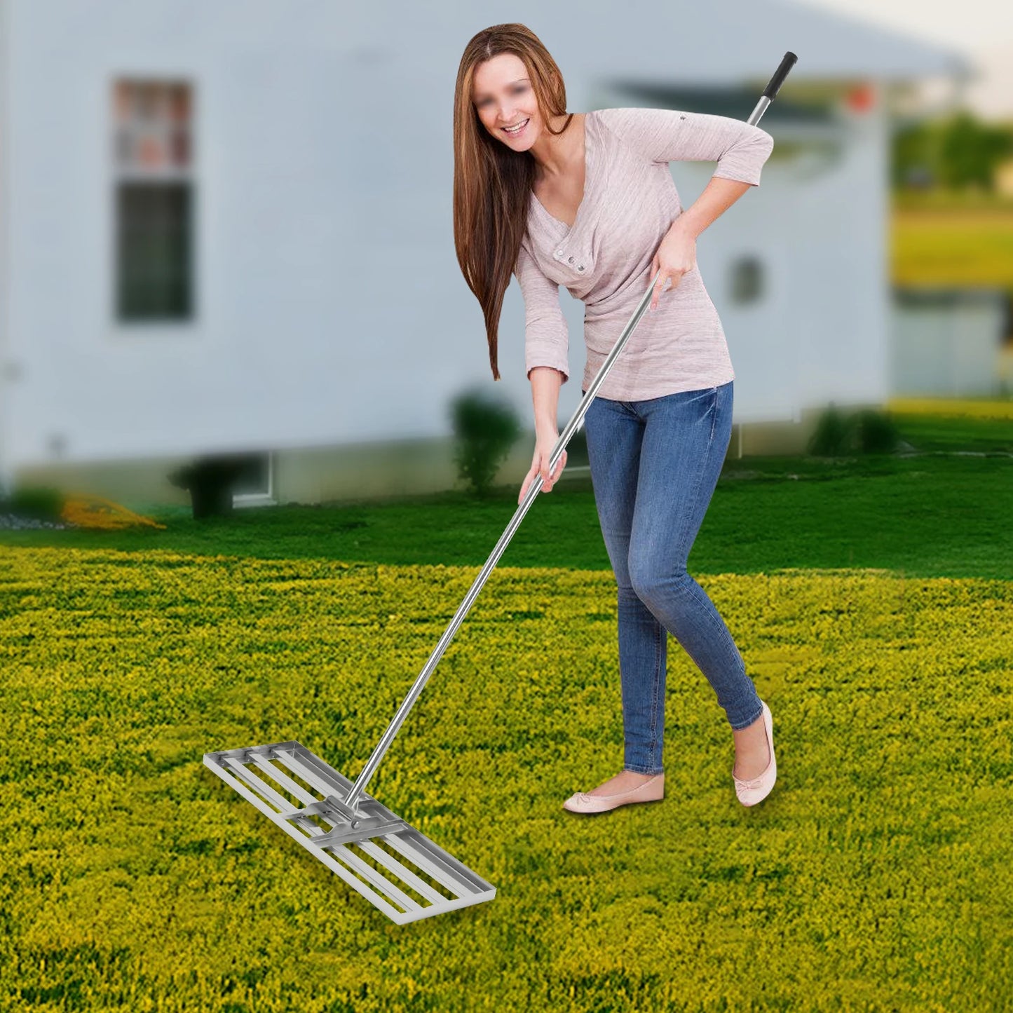 Lawn Leveling Rake Adjustable 50 to 180cm Handle Rotation