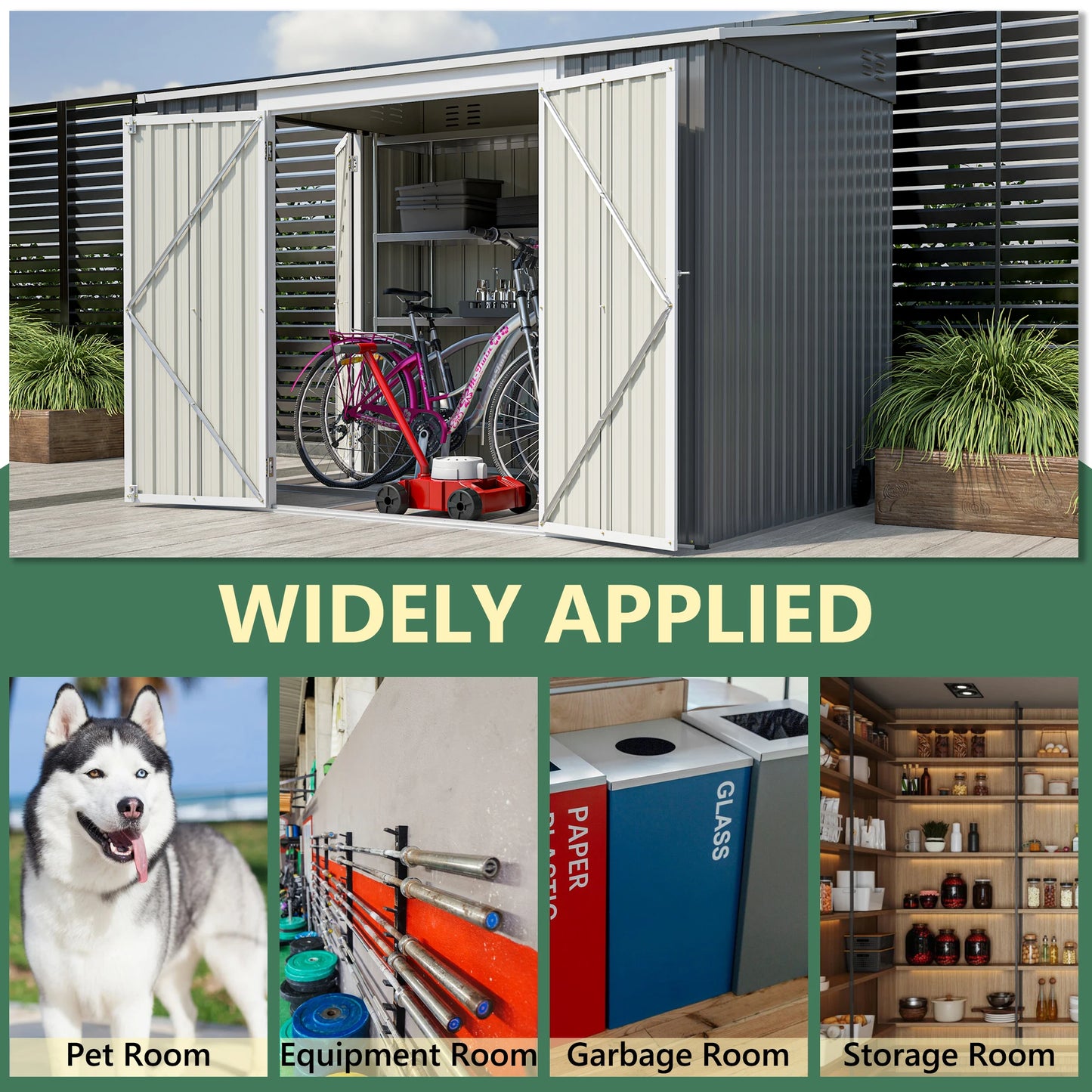 LZBEITEM Metal Outdoor Storage Shed 6x8 With Lockable Doors