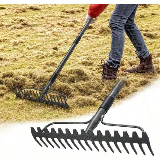 Heavy Duty 17 Tine Garden Thatch Rake 77 Inch Metal Head
