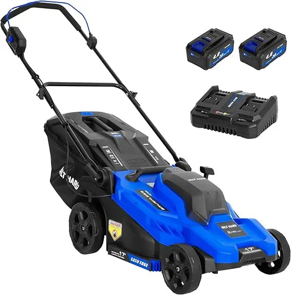 40V 17" Brushless Cordless Lawn Mower, 2-in-1 Electric Lawn Mower, Push Lawnmower with 6-Position Height Adjustment, 2 x 4.0Ah