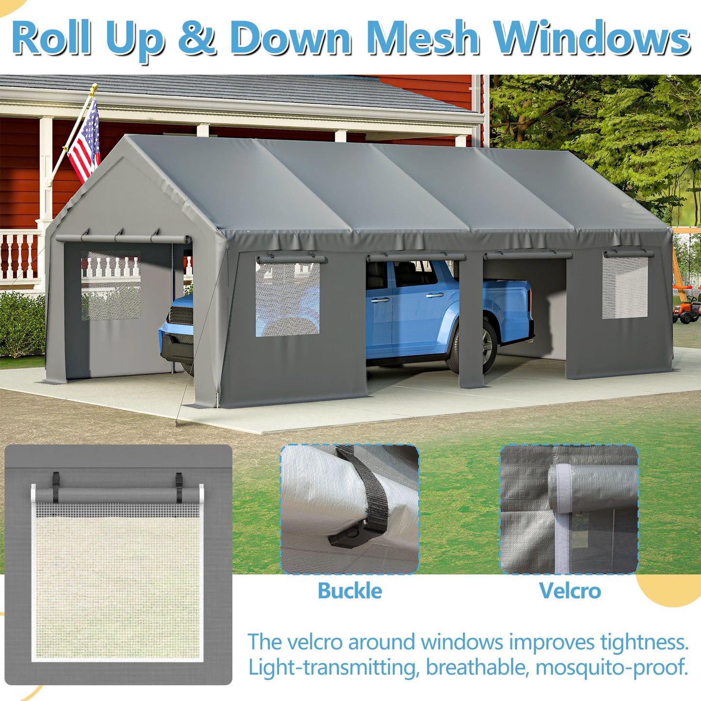 LZBEITM 13x25 Heavy Duty Carport With Ventilated Windows