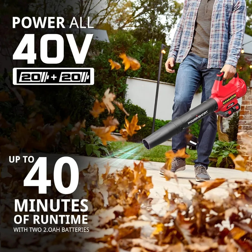 40V 17" Cordless Lawn Mower with 4.0Ah &40V（2 * 2.0Ah） Cordless Leaf Blower Combo Set