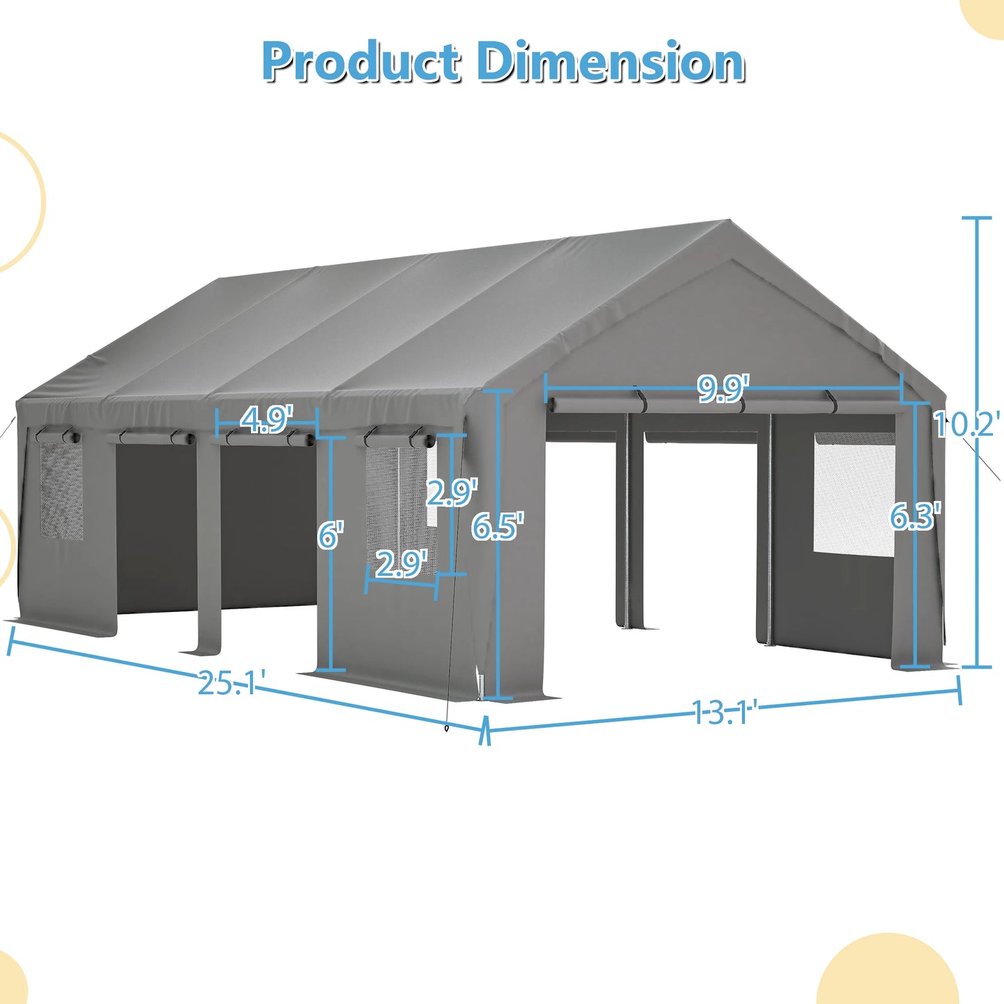 LZBEITM 13x25 Heavy Duty Carport With Ventilated Windows