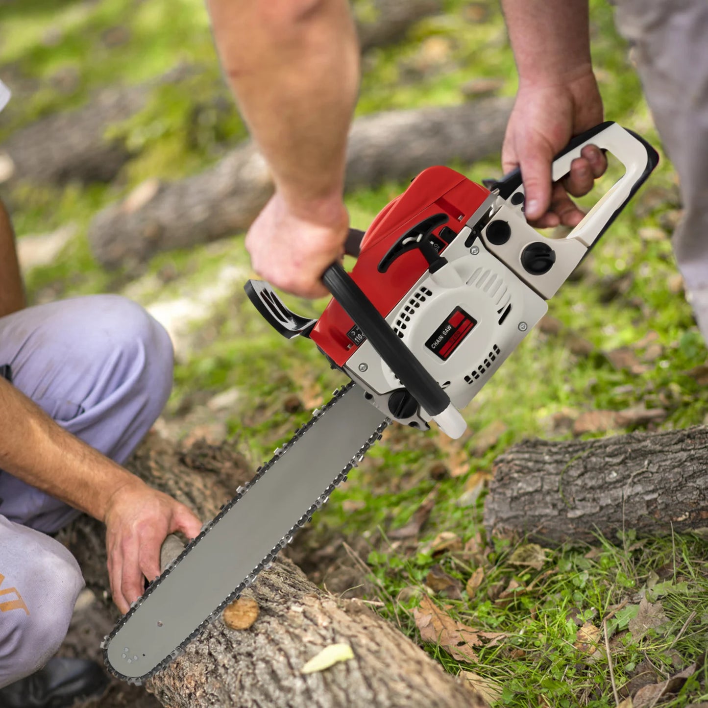 20 Inch 2 Stroke 52cc Gasoline Chainsaw Single Cylinder Air Cooled Ideal for Cutting Wood Pruning Branches Gardening