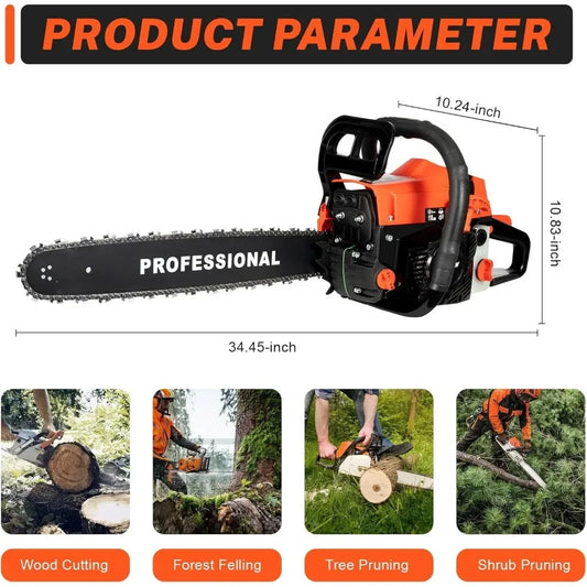 Gas Powered Chainsaw 58cc 20 Inch Wood Cutting Tree Trimming
