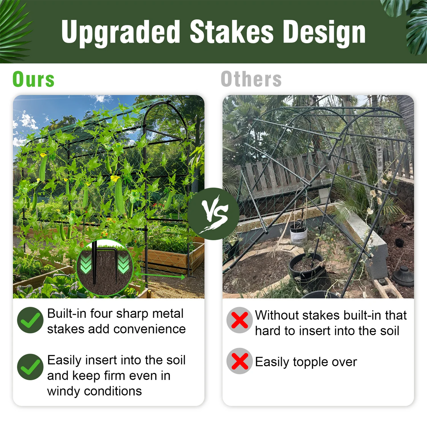 U Shaped Garden Cucumber Trellis Arch With Nylon Netting