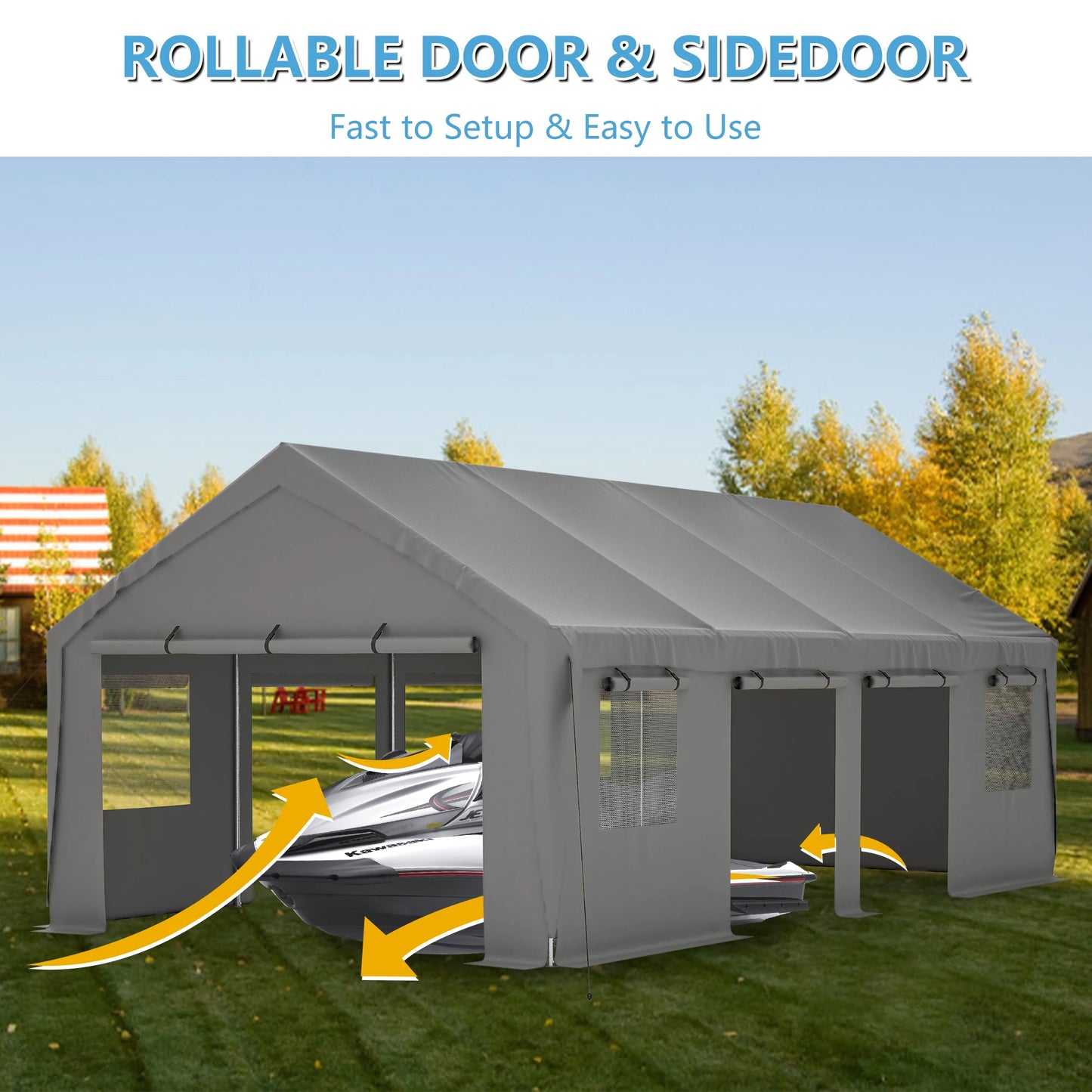 LZBEITM 13x25 Heavy Duty Carport With Ventilated Windows