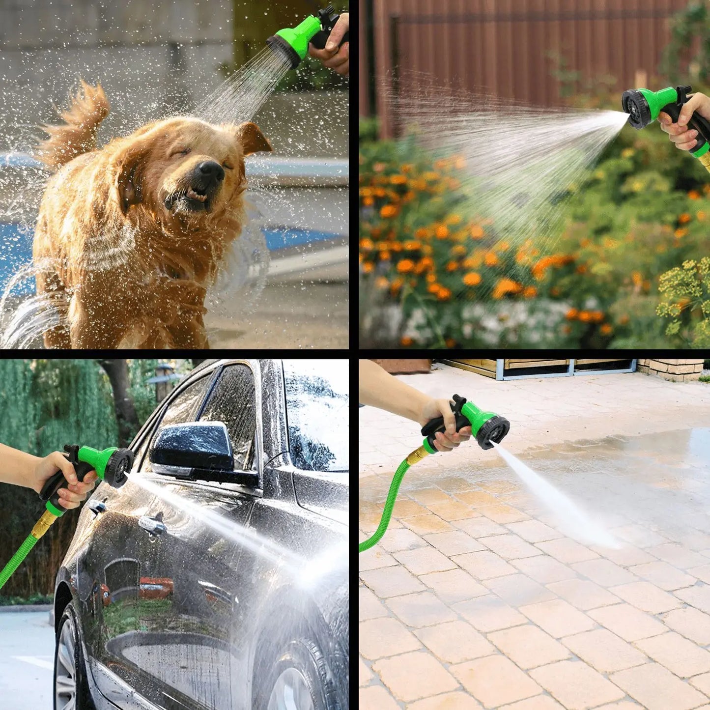 GardenJoy 50-100FT Expandable Garden Hose with Holder and 10 Spray Nozzle Flexible Water Hose for Home Garden Watering
