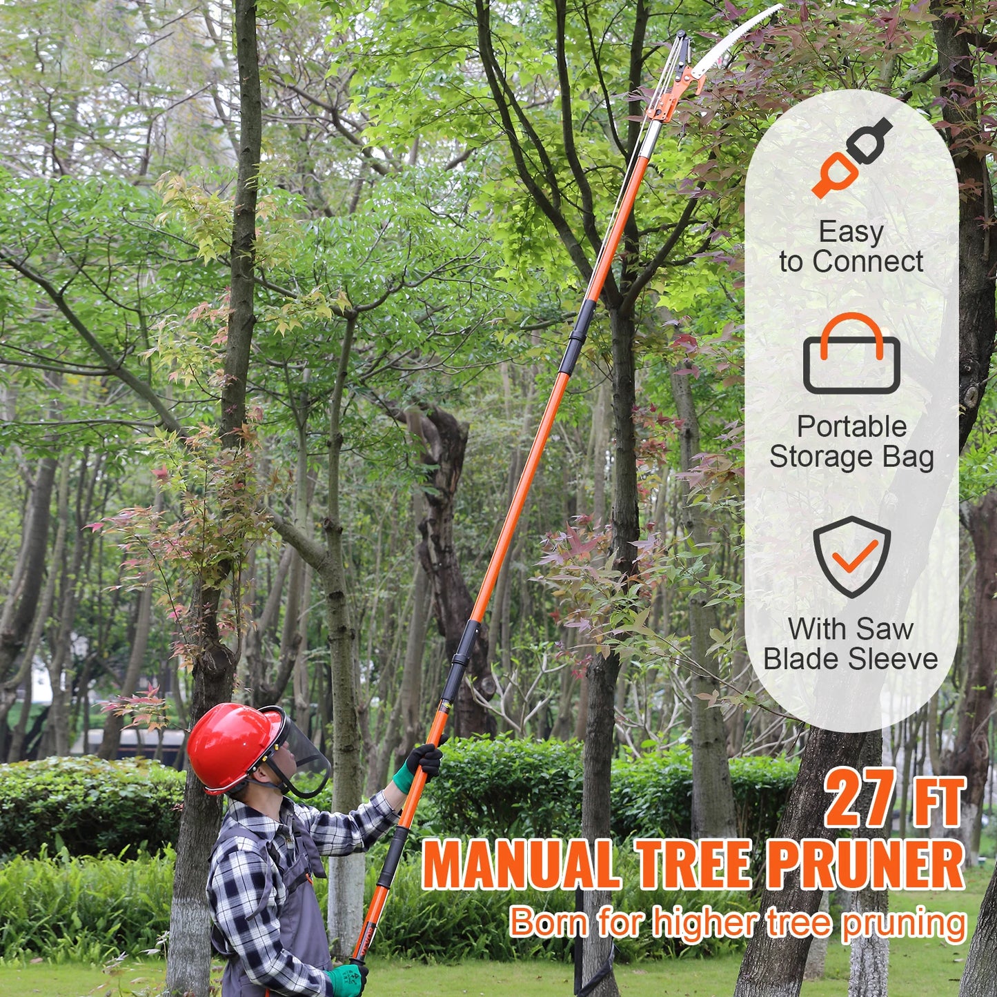 SucceBuy Extendable Pole Saw Pruner With Aluminum Handle