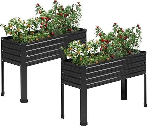 MGNO Galvanized Raised Garden Bed Outdoor with Legs 48x18x32 Inch Metal Elevated Planter Box for Backyard Patio Balcony