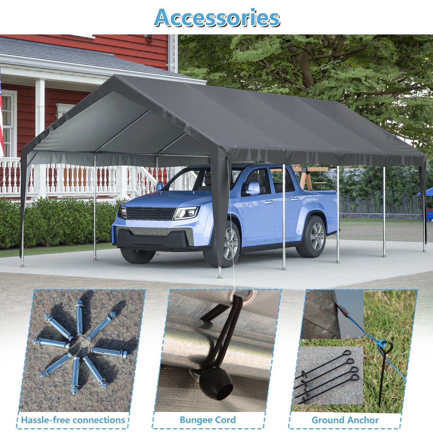 LZBEITM 13x25 Heavy Duty Carport With Ventilated Windows