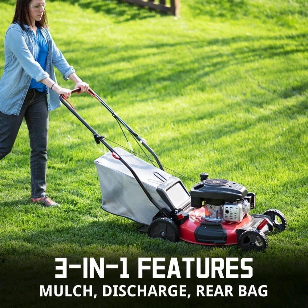 Gas Lawn Mower 21-Inch 170cc OHV Engine RWD 3-in-1 with Bagging 2024 Version Adjustable Mowing Height