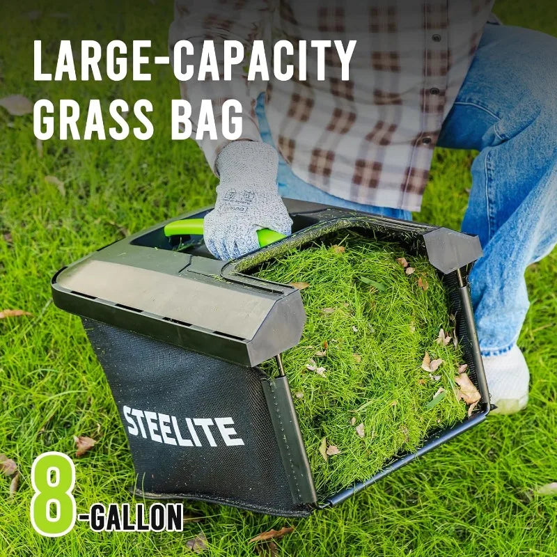 STEELITE 13-Inch Cordless Lawn Mower, 21V 4.0Ah Electric Mower with Brushless Motor, 5-Position Height Adjustment, Lightweight
