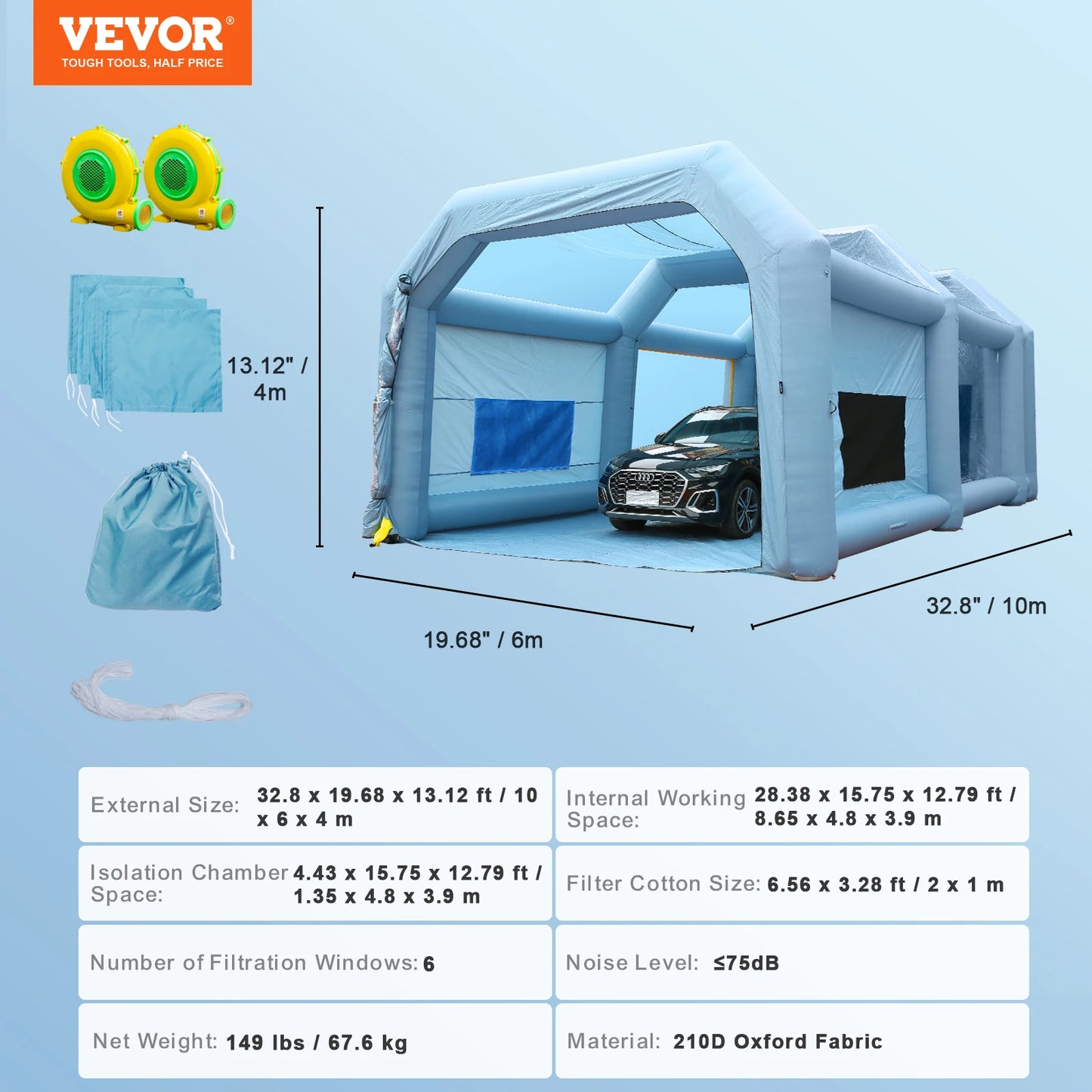 Inflatable Paint Booth With Blowers And Filter System