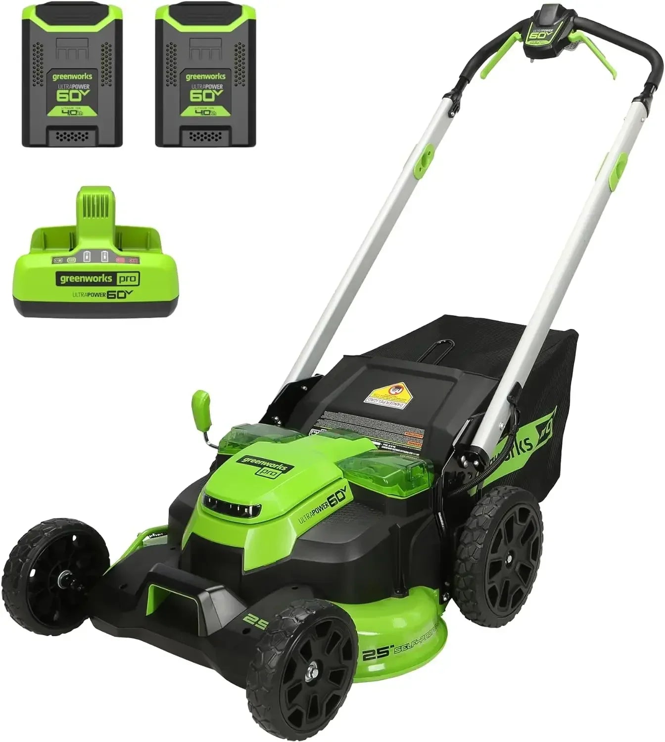 60V 25 Inch Cordless Self Propelled Lawn Mower LED Lights