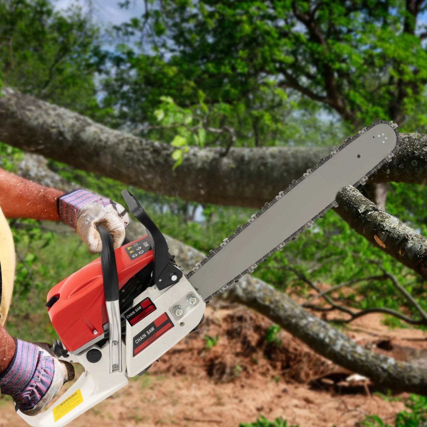 Gasoline Chainsaw 52cc Engine 20 Inch Bar 7500 RPM Speed For Heavy Cutting