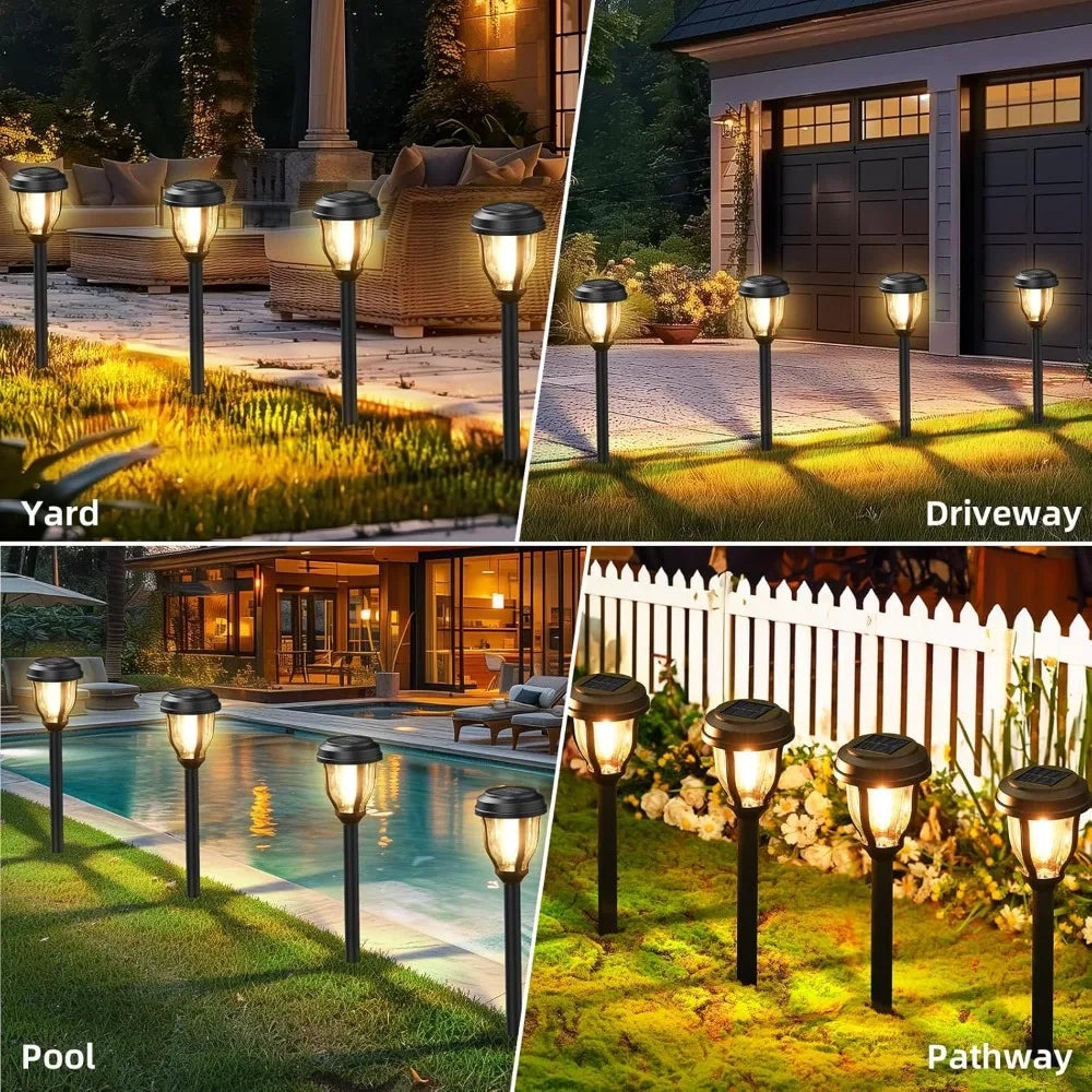 12 Pack Solar Lights Outdoor, Solar Pathway Lights Auto On/Off Waterproof Garden Landscape Lighting for Path, Yard